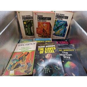 (9) FOUNDATION Trilogy Isaac ASIMOV Avon Vintage PBS Iconic Cover+ 6 Other Books